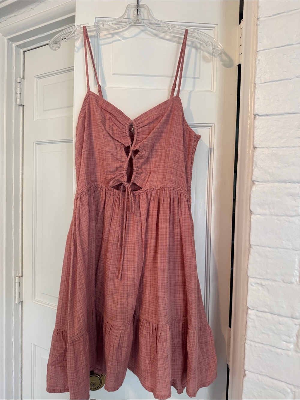 Roxy Mauve-Pink Tie-Front Mini Sundress